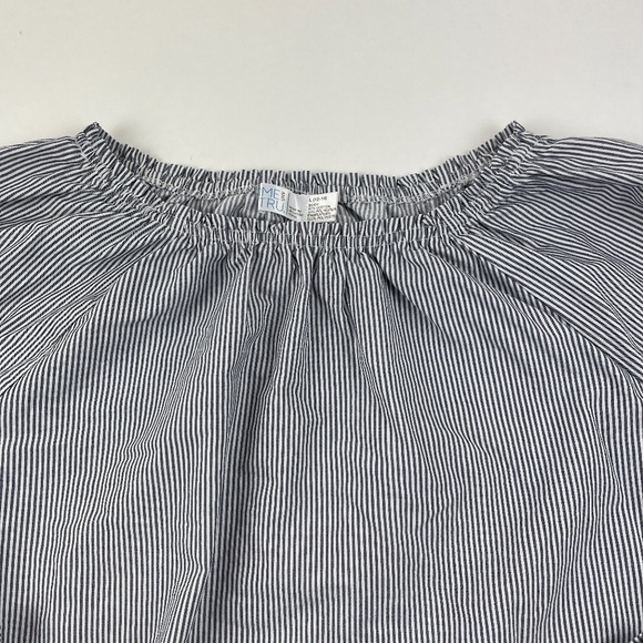 Time and Try Blouse Womens Large Blue White Striped Embroidered 3/4 Sleeve - Picture 3 of 8